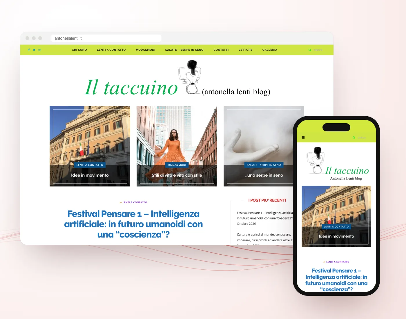 Il sito Il taccuino di Antonella Lenti realizzato da GoticoWeb